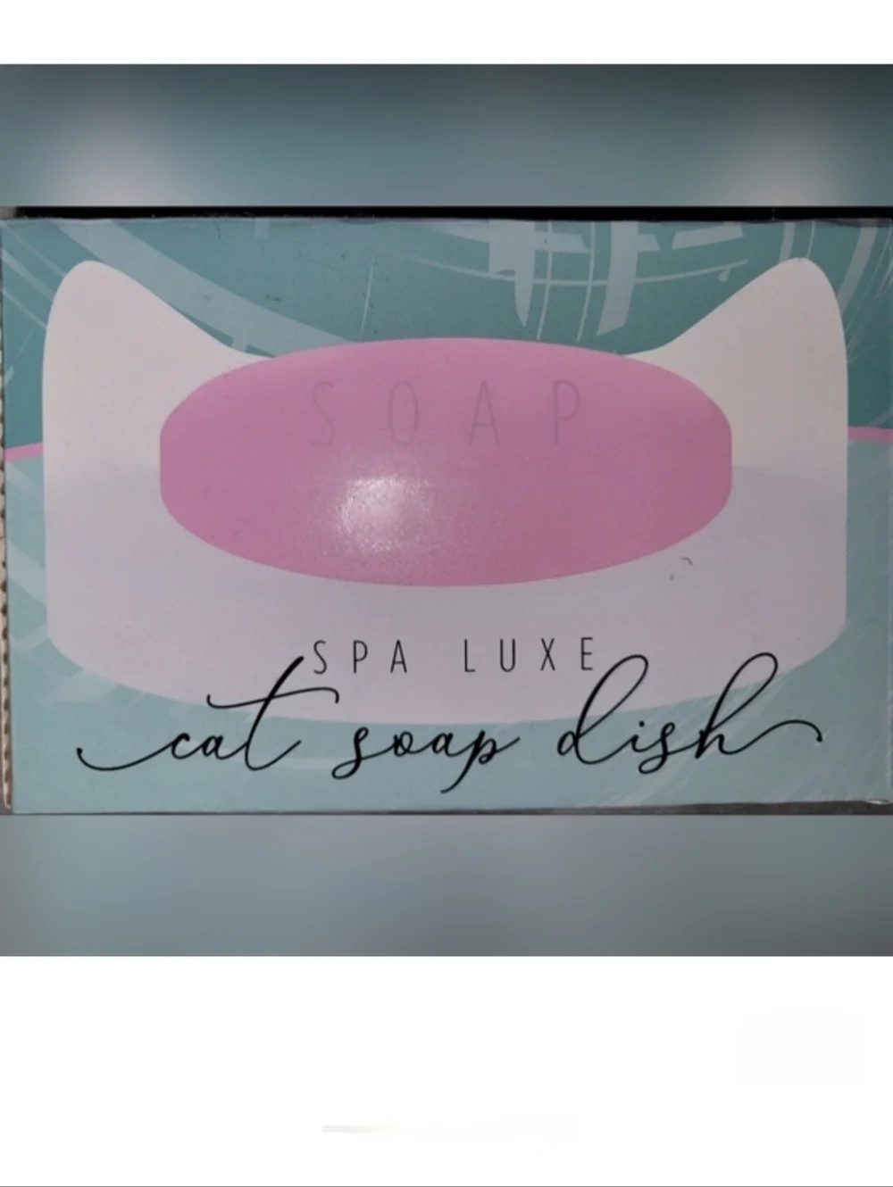 NIB Spa Luxe Cat Soap Dish White Plastic Cat Ear Design Wall or Counter
